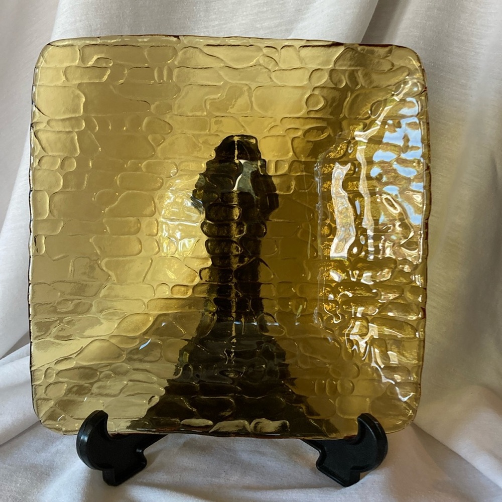 Vintage amber colored square glass tray